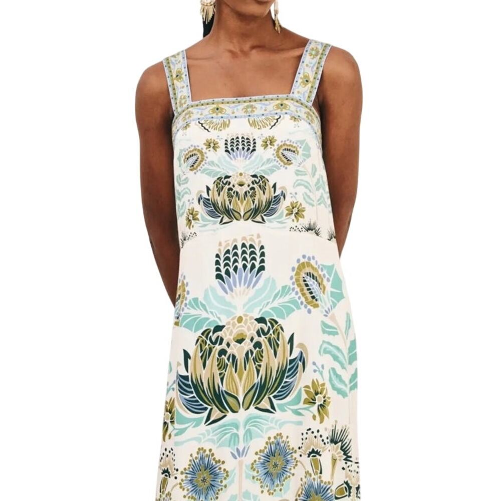 Nekane NKN Sleeveless Printed Maxi Dress Women’s Large Floral Cream Boho - Picture 3 of 12